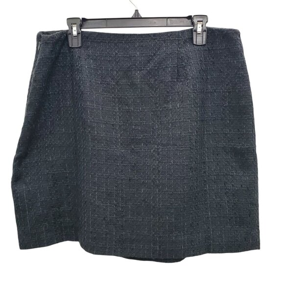 Ann Taylor LOFT Black Tweed Silver Button Nautical Faux Wrap‎ Kilt Skirt NWT 12 - Picture 10 of 10